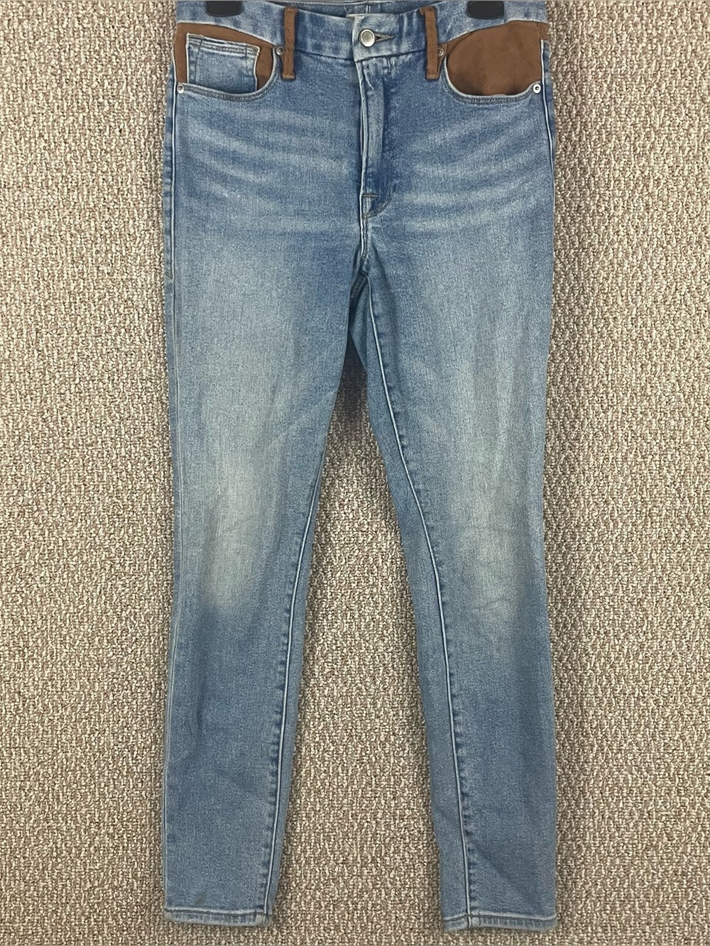 Good American Jeans Women’s 4/27 Good Legs Indigo Suede Mixing Skinny Jeans Ws